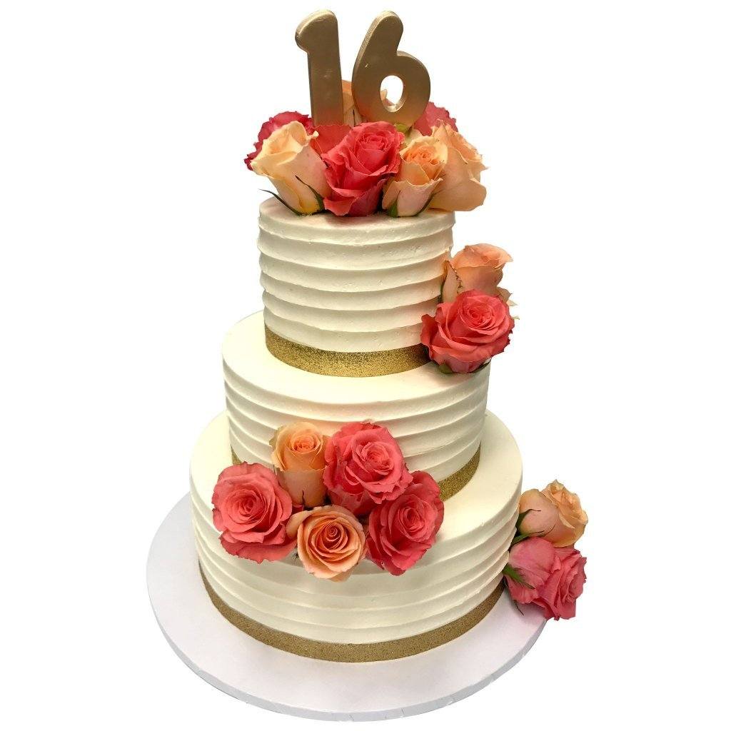 Peachy Roses Theme Cake Freed's Bakery 