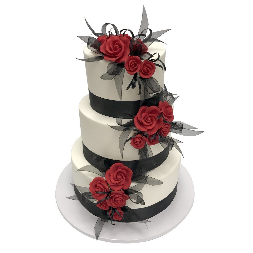 Red Cascade Wedding Cake Freed's Bakery