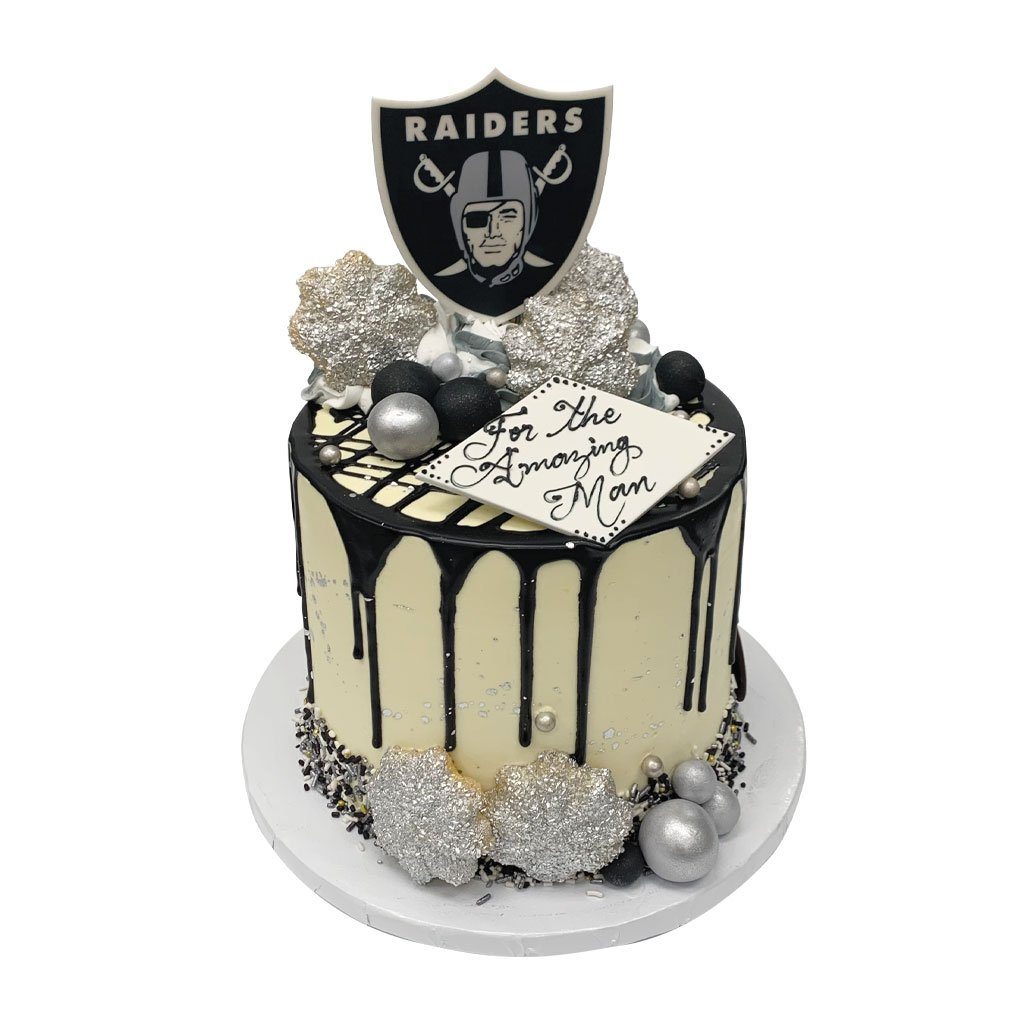 Vegas Football Silver & Black Cake Theme Cake Freed's Bakery