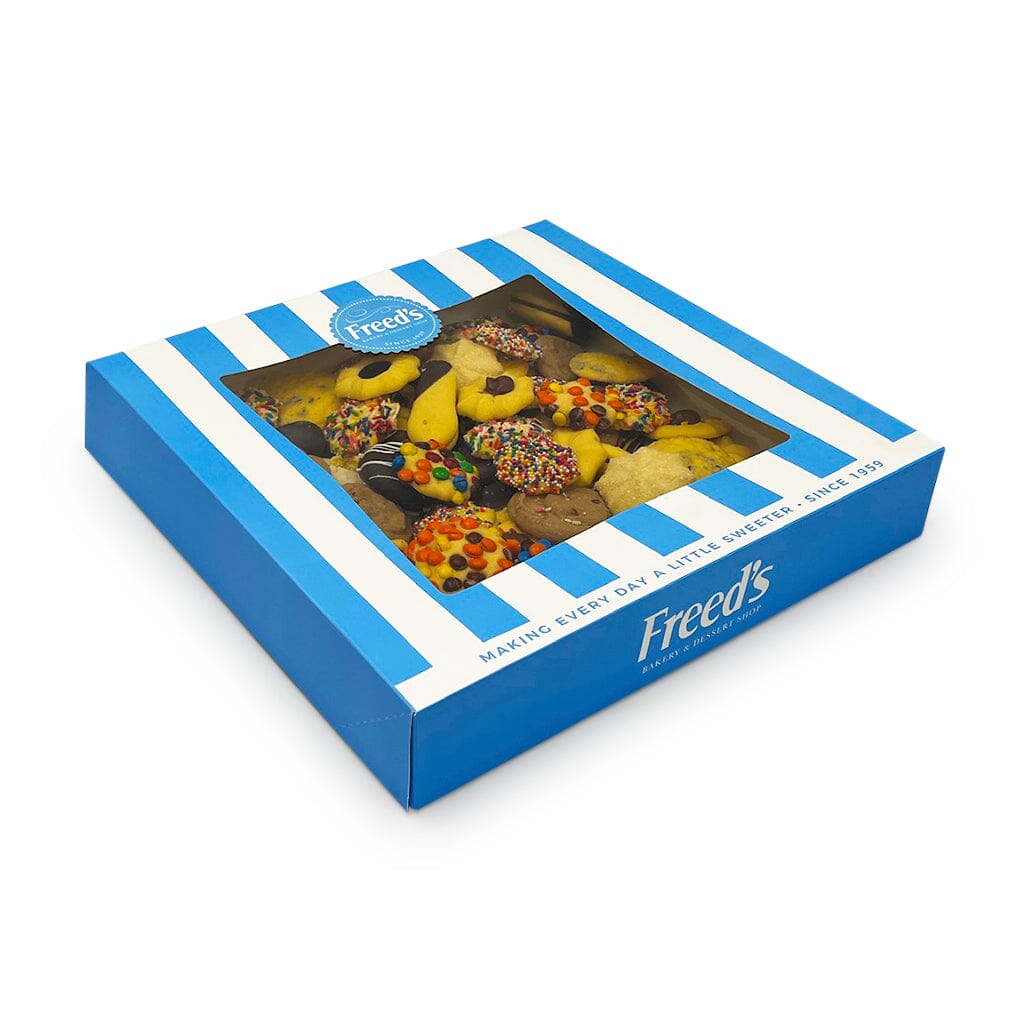 Classic Blue Cookie Gift Box Seasonal Item Freed's Bakery 14" Box - 4 Pounds (96-128 Cookies) Year-Round Bestsellers Don't Add Printed Image Cookie