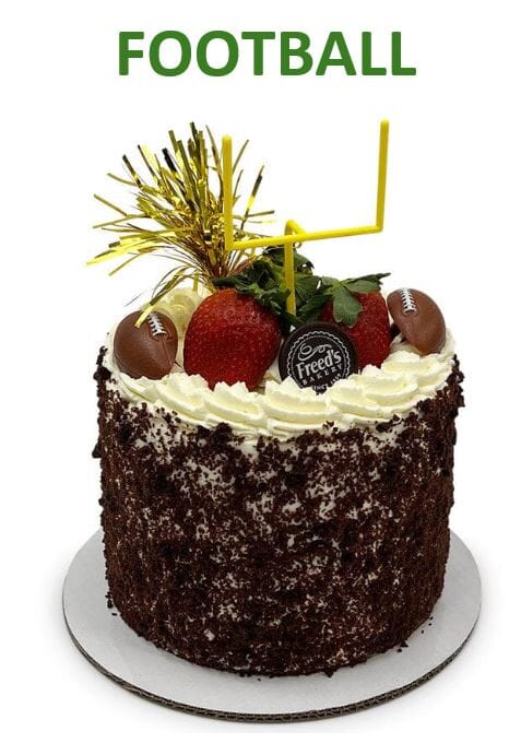 Brown Derby Chocolate Shortcake Dessert Cake Freed's Bakery 7" Round (Serves 8-10) Add Football Accents 