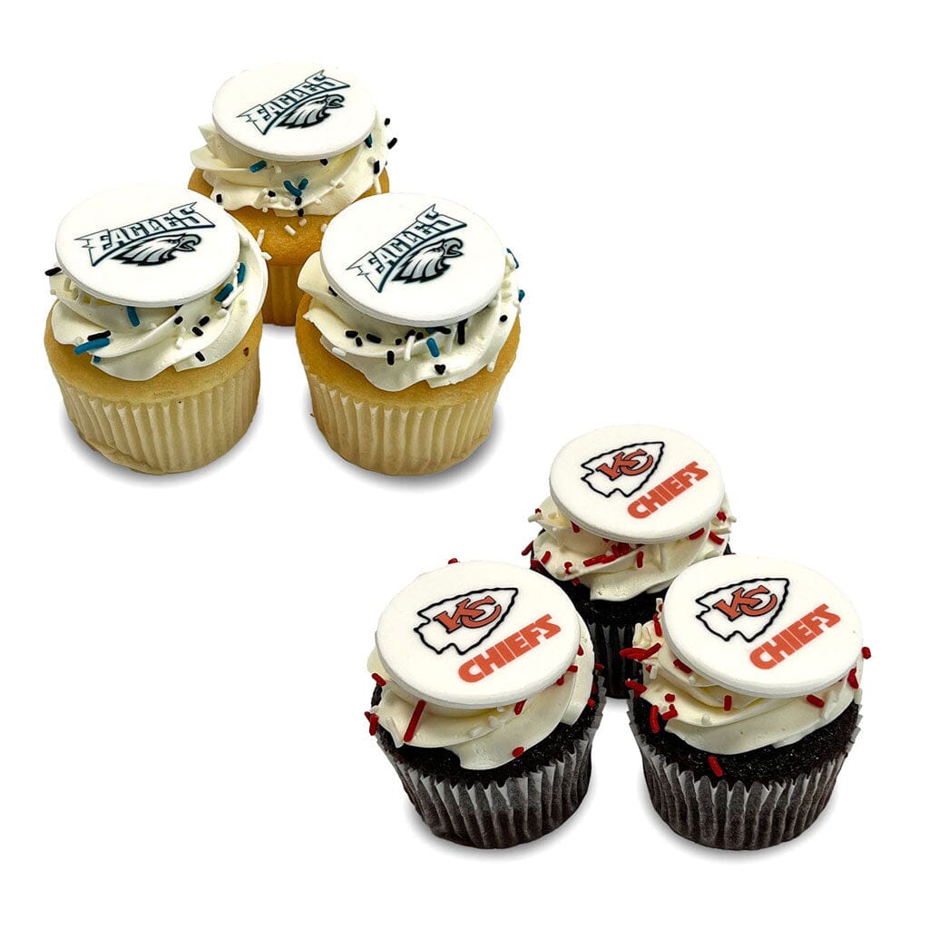 LIX Cupcakes Theme Cupcake Freed's Bakery Dozen Vanilla Both Teams (Eagles & Chiefs)