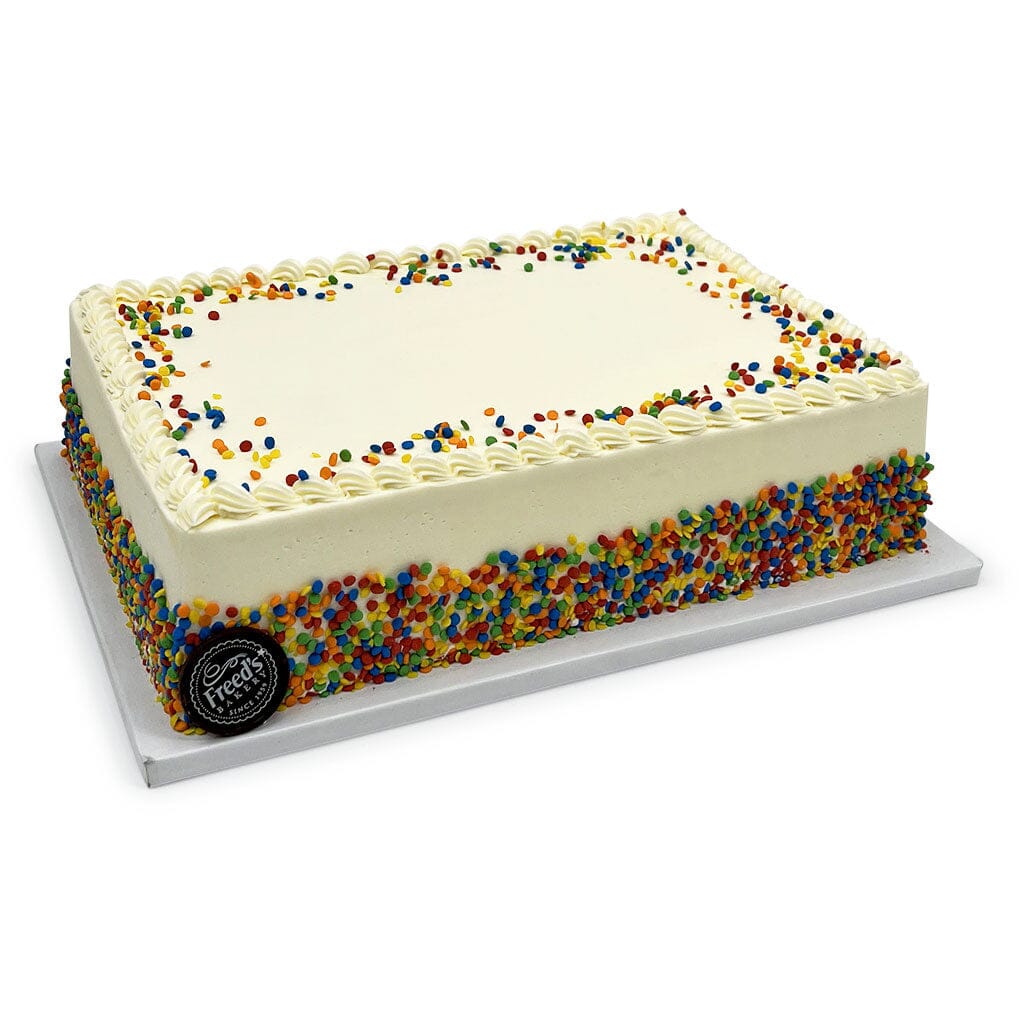 Confetti Colors Birthday Cake Theme Cake Freed's Bakery 1/4 Sheet (Serves 20-25) Vanilla Cake w/ Bavarian Cream 