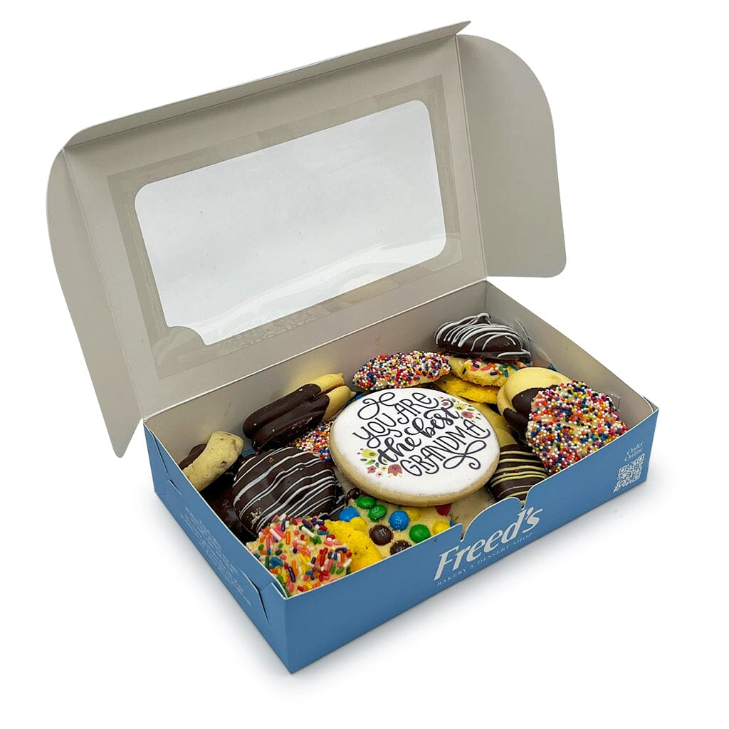 Mom's Cookie Gift Box Seasonal Item Freed's Bakery 1 Pound Box (Approx. 30-35 Cookies) Add "You are the Best Grandma" Cookie 