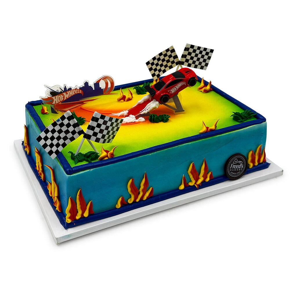 Finish Line Celebration Theme Cake Freed's Bakery 7" Round (Serves 8-10) Vanilla Cake & Bavarian Cream Buttercream