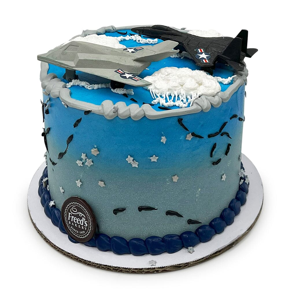 Air Force Flight Theme Cake Freed's Bakery 7" Round (Serves 8-10) Vanilla Cake & Bavarian Cream Buttercream