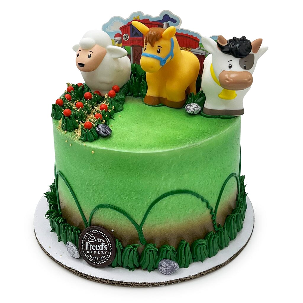 Barnyard Birthday Cake Theme Cake Freed's Bakery 7" Round (Serves 8-10) Vanilla Cake & Bavarian Cream Buttercream