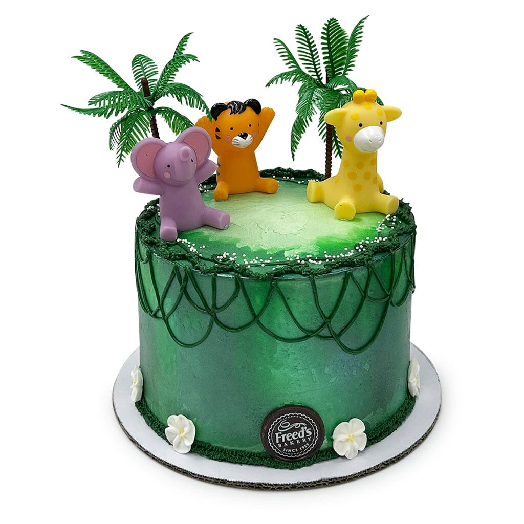 Savanna Friends Theme Cake Freed's Bakery 7" Round (Serves 8-10) Vanilla Cake & Bavarian Cream Buttercream