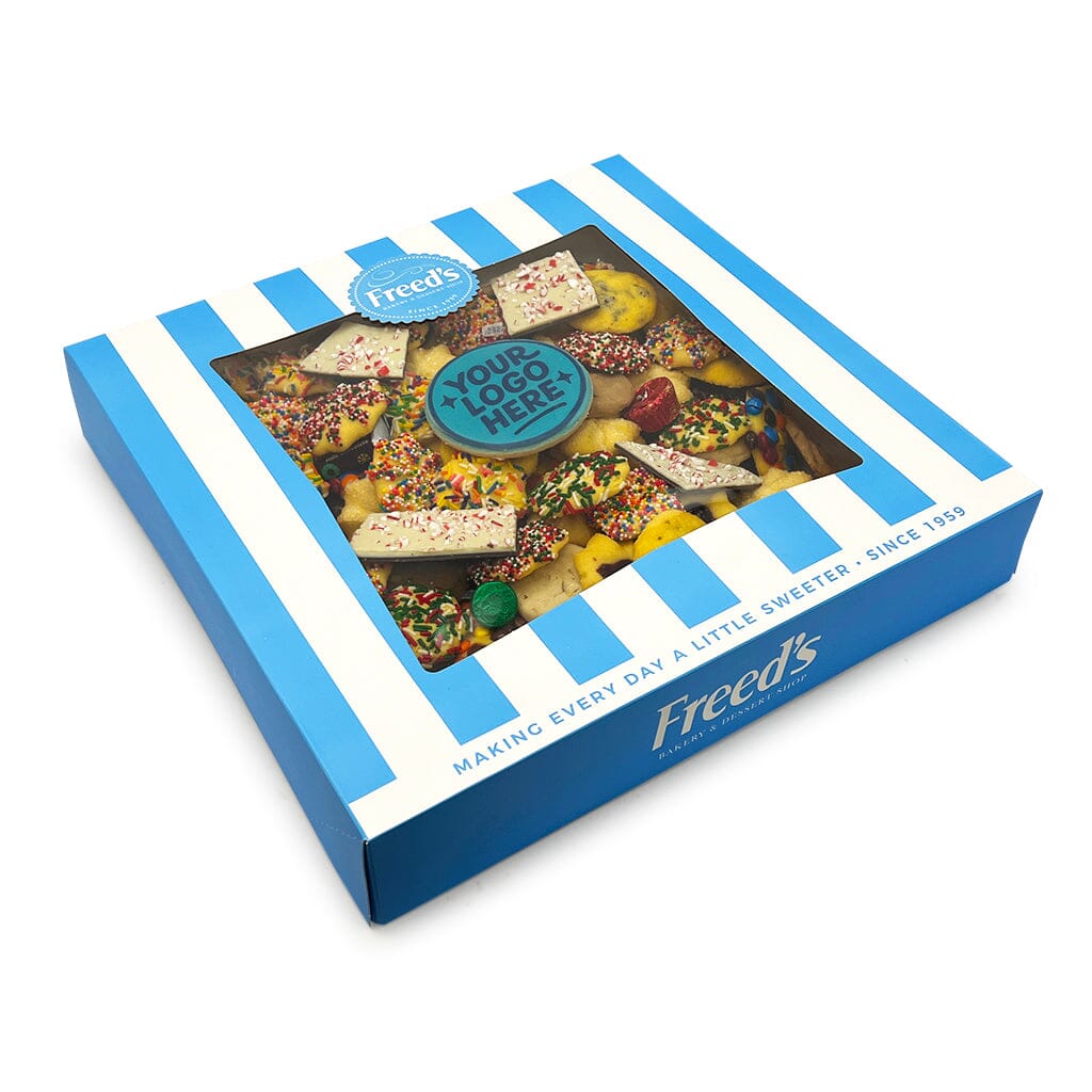 Classic Blue Cookie Gift Box Seasonal Item Freed's Bakery 14" Box - 3 Pounds (72-96 Cookies) Christmas Add Printed Image Cookie
