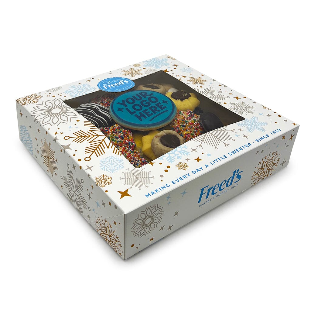 Holiday Cookie Gift Box Seasonal Item Freed's Bakery 10" Box - 2 Pounds (48-64 Cookies) Year-Round Bestsellers Add Printed Image Cookie