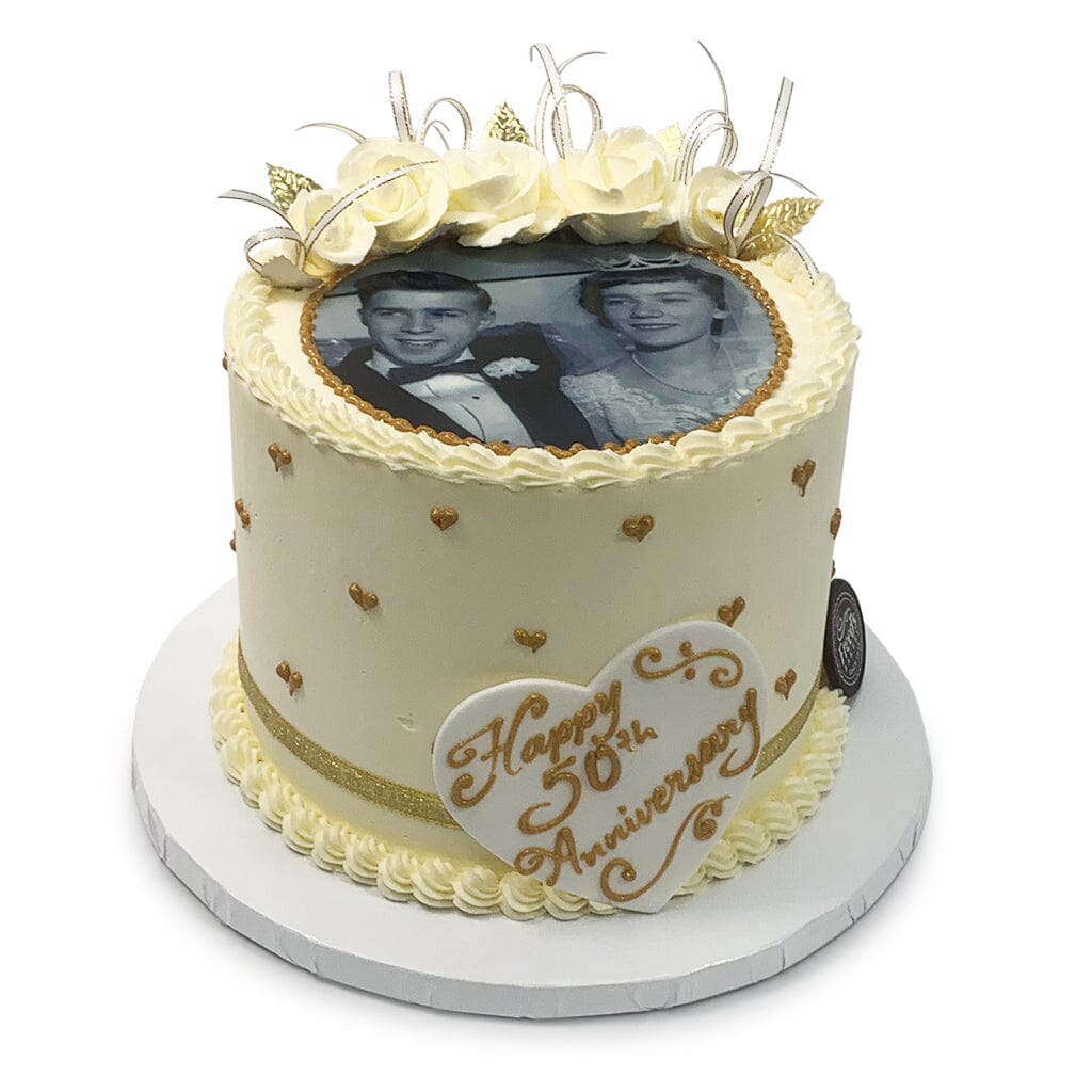 Golden Moment Anniversary Cake Theme Cake Freed's Bakery 
