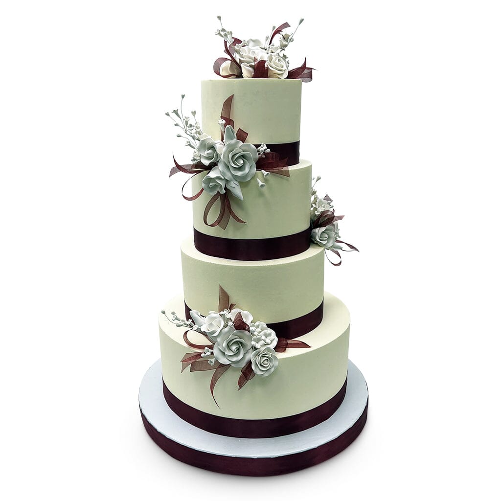 Bands of Burgundy Wedding Cake Wedding Cake Freed's Bakery 