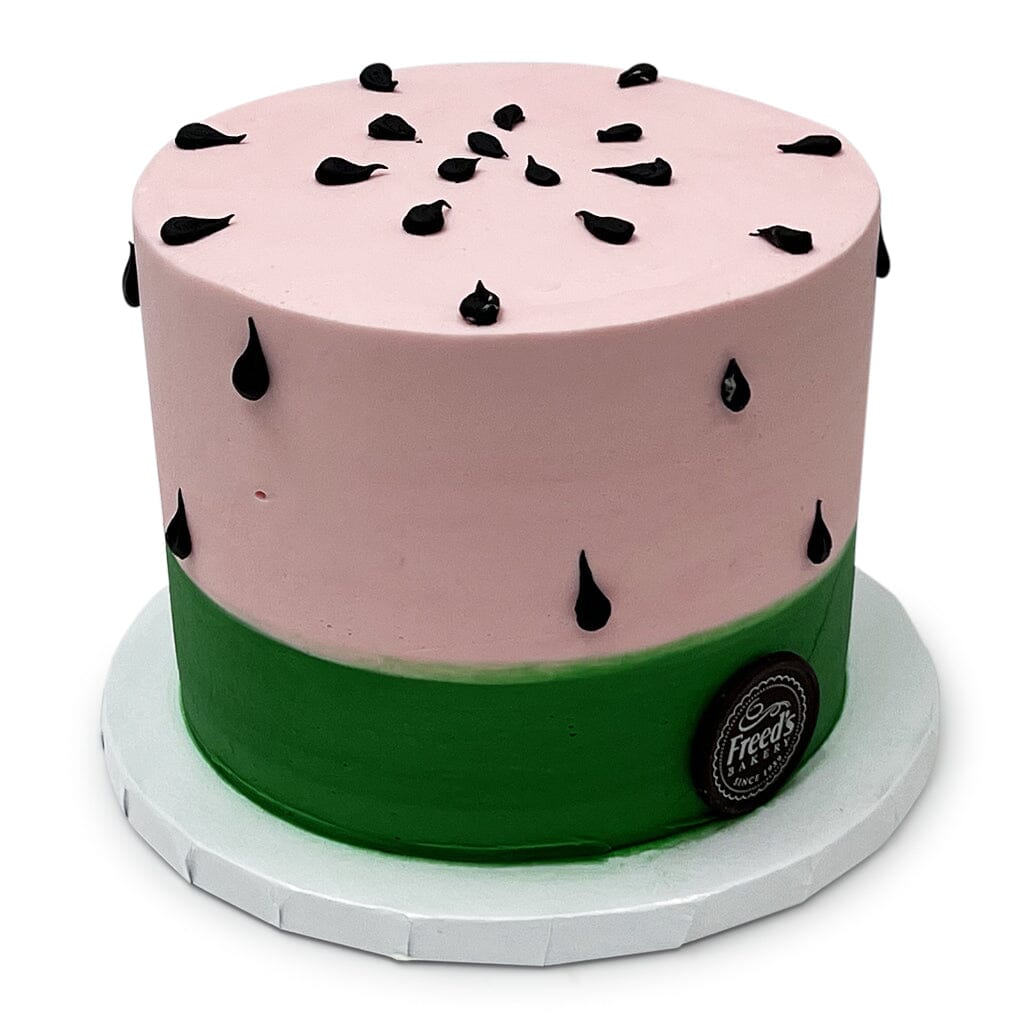 Watermelon Delight Theme Cake Freed's Bakery 7" Round (Serves 8-10) Vanilla Cake w/ Bavarian Cream 