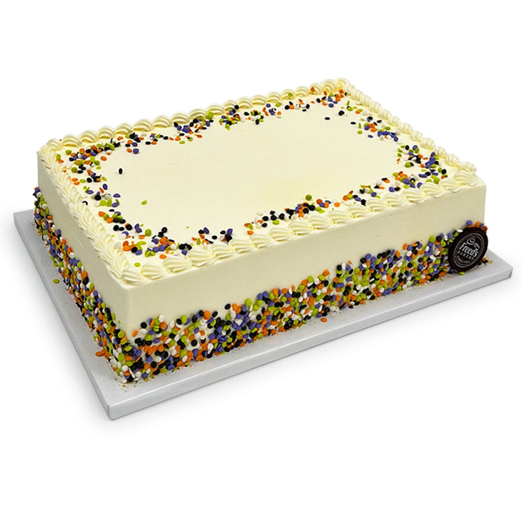 Halloween Sprinkle Cake Theme Cake Freed's Bakery 1/4 Sheet (Serves 20-25) Vanilla Cake w/ Bavarian Cream 