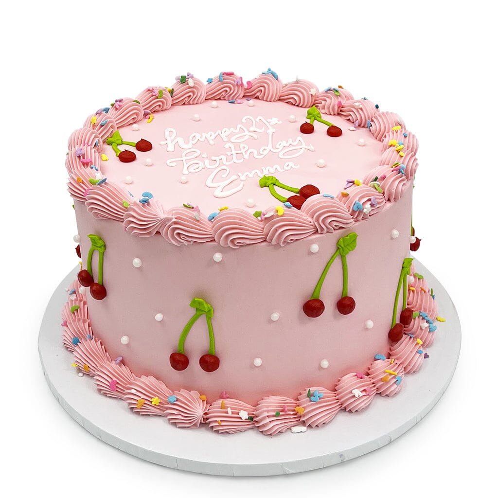 Pink Cherry Dots Theme Cake Freed's Bakery 