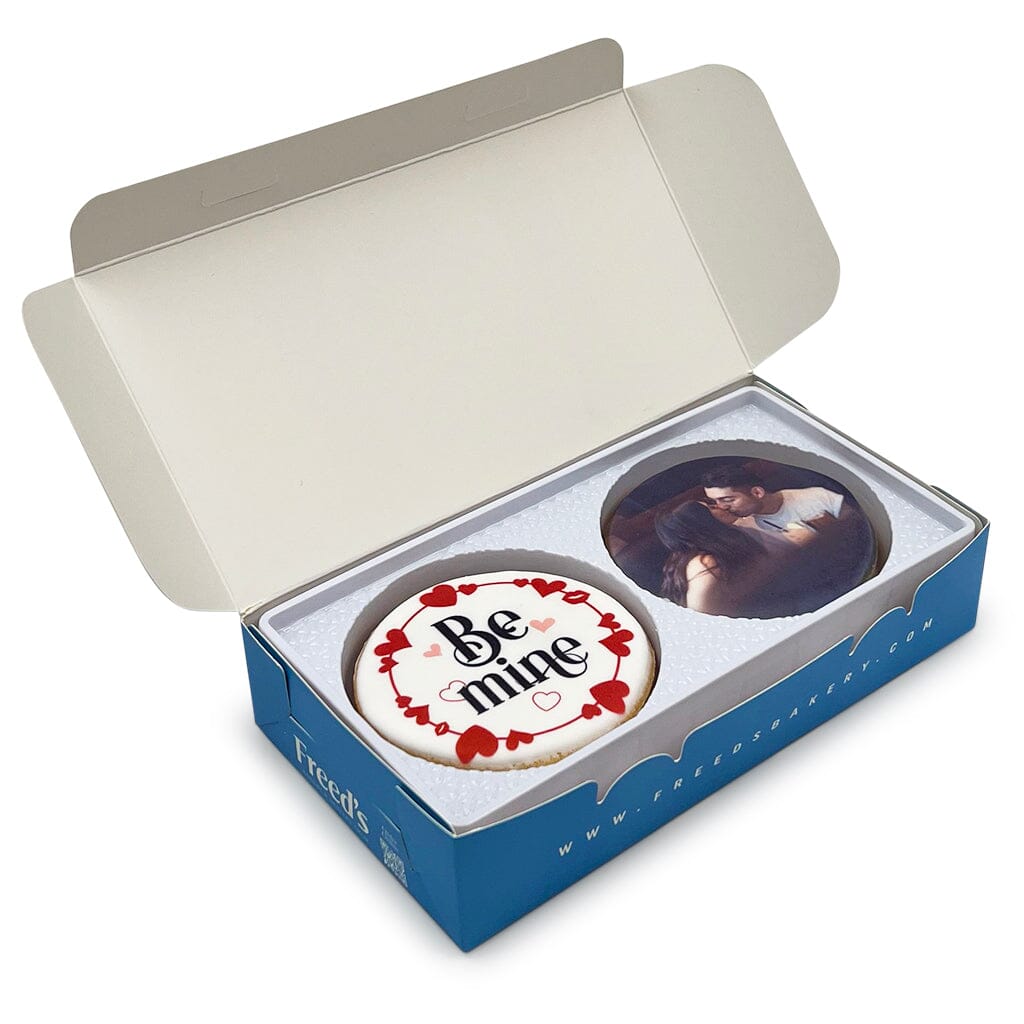Valentine's Custom Cookie Gift Box Gift Box Freed's Bakery 4 Cookies One Custom Image Be Mine