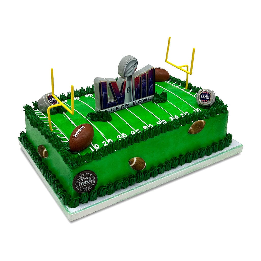 Big Game LVIII Football Cake Theme Cake Freed's Bakery 