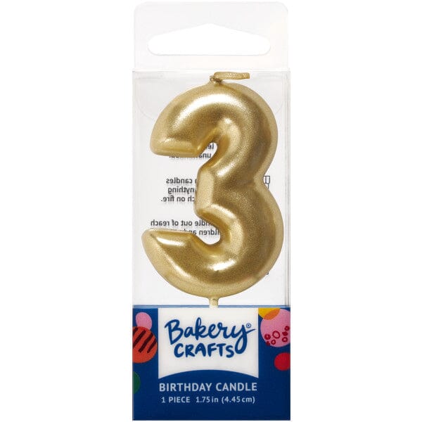 Mini Number Candle Candle Freed's Bakery Number Three Candle Gold 