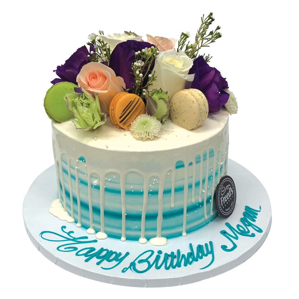 Aqua Macaron Theme Cake Freed's Bakery 