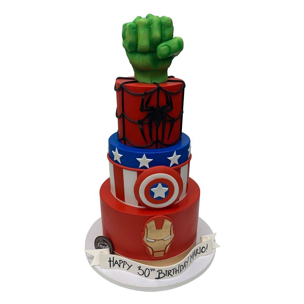 Attractive 2 Tier Avengers Eggless Chocolate Cake to Bhopal, India