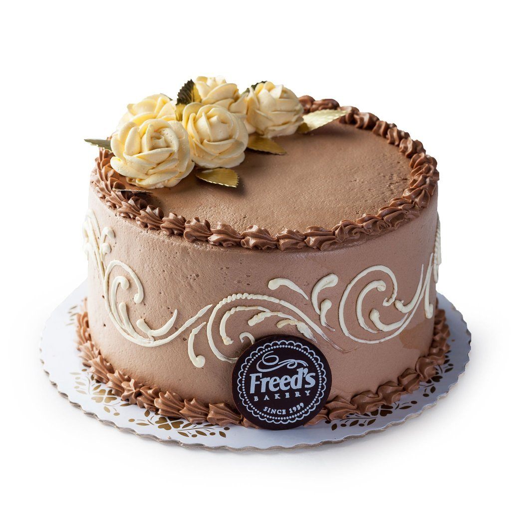 Chocolate and Ivory Flowers Cake Freed's Bakery 