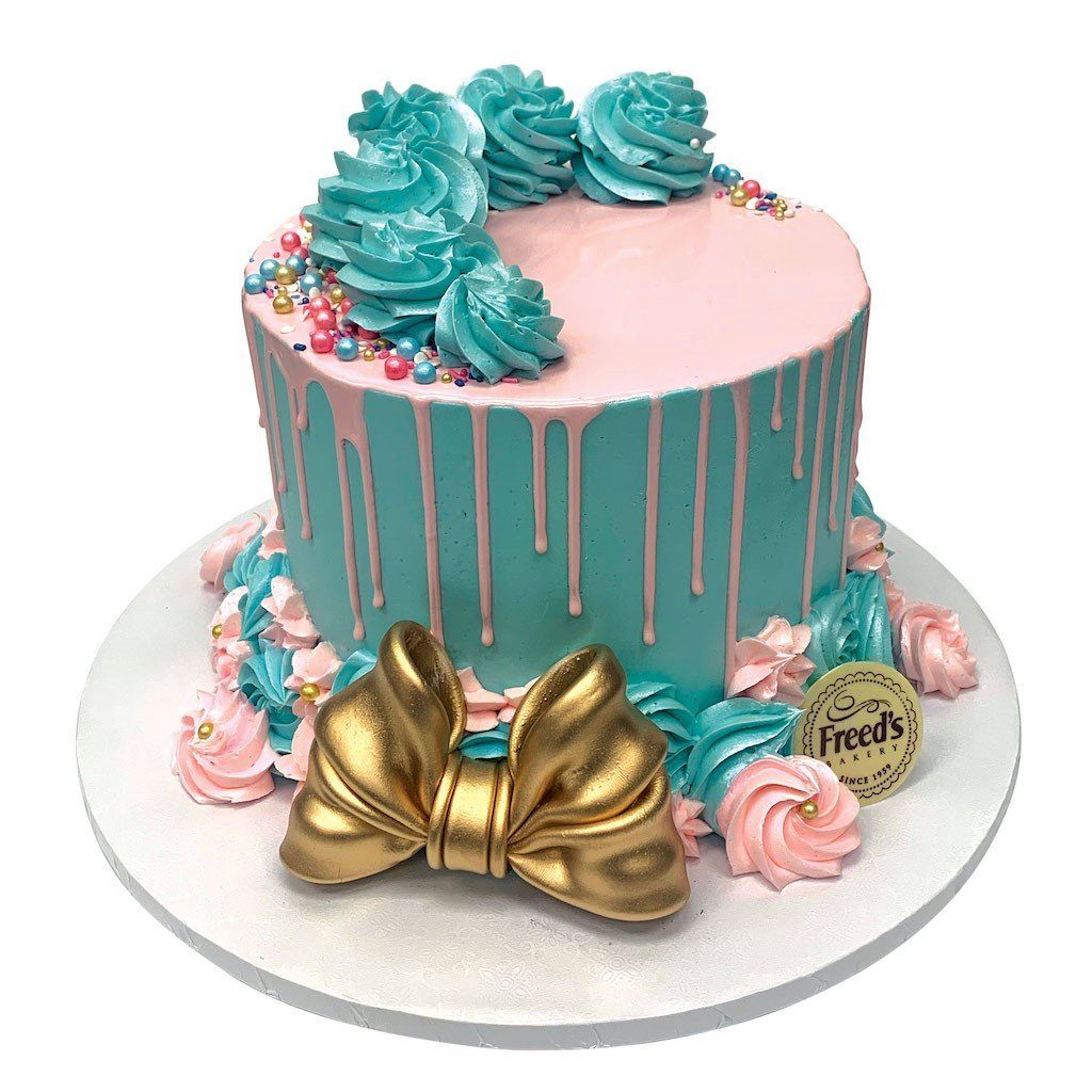 Baby Shower Pink and Blue Cake | Cotton Candy Drip Birthday Cake ...