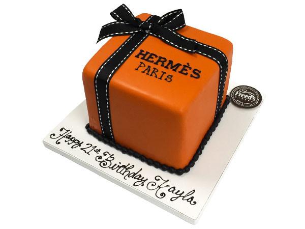 Hermes Gift Box Cake. With Designer Cookie Accompaniment First Try At  Cookies (Covered In Fondant) Quick/easy With Same Effect. 