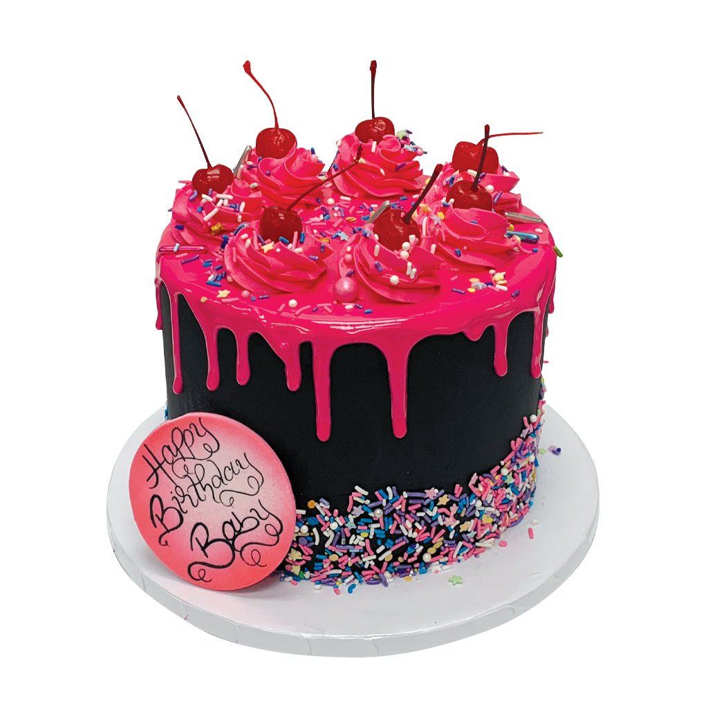 Hot Pink Cherry Drip Theme Cake Freed's Bakery 