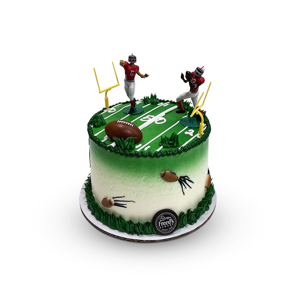 TOUCHDOWN Theme Cake Freed's Bakery 7" Round (Serves 8-10) Vanilla Cake w/ Bavarian Cream 