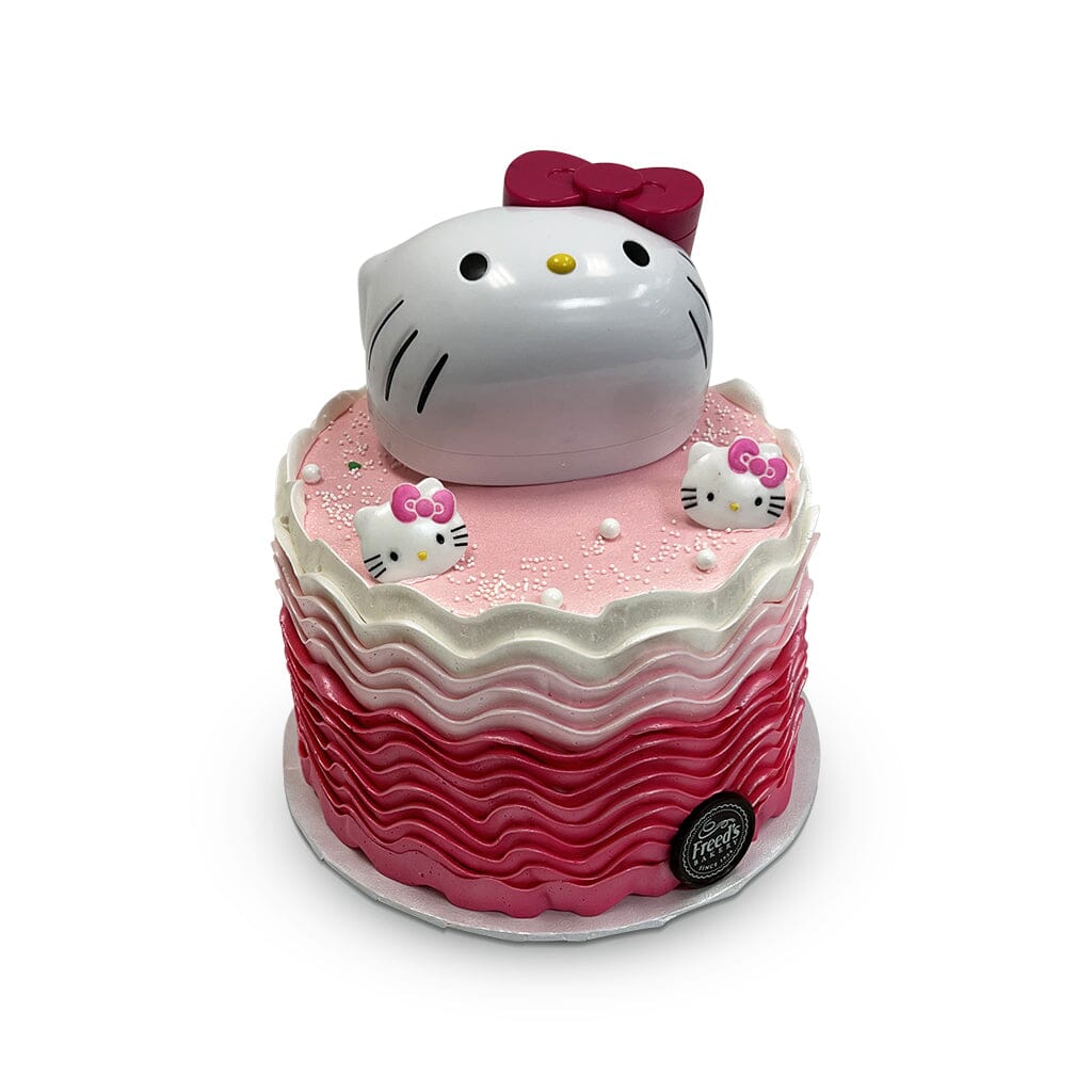 Pink Kitty Theme Cake Freed's Bakery 7" Round (Serves 8-10) Vanilla Cake w/ Bavarian Cream 
