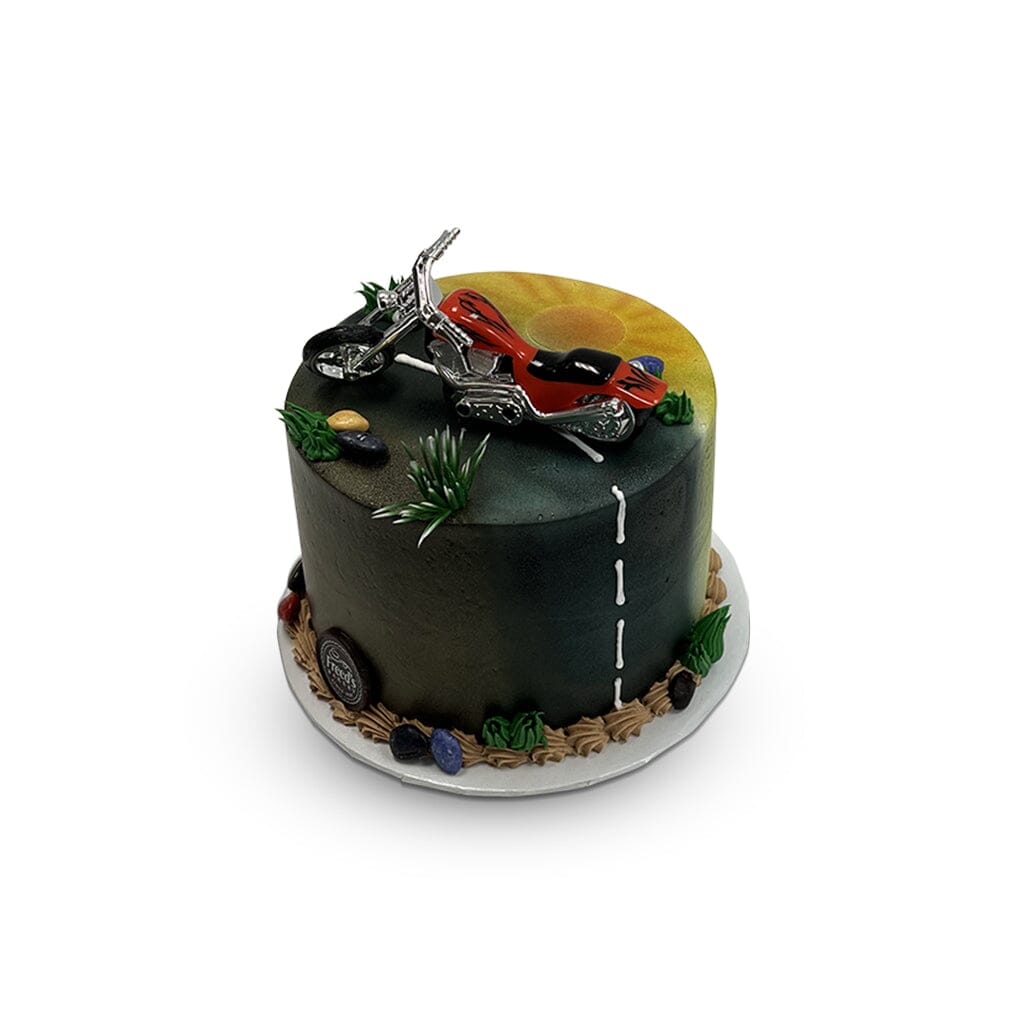 Motorbike Birthday Cake Theme Cake Freed's Bakery 7" Round (Serves 8-10) Vanilla Cake w/ Bavarian Cream 