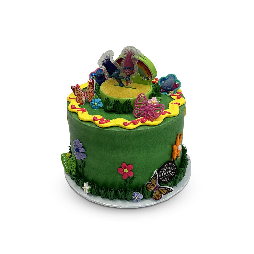 Princess Poppy Party Theme Cake Freed's Bakery 7" Round (Serves 8-10) Vanilla Cake w/ Bavarian Cream 