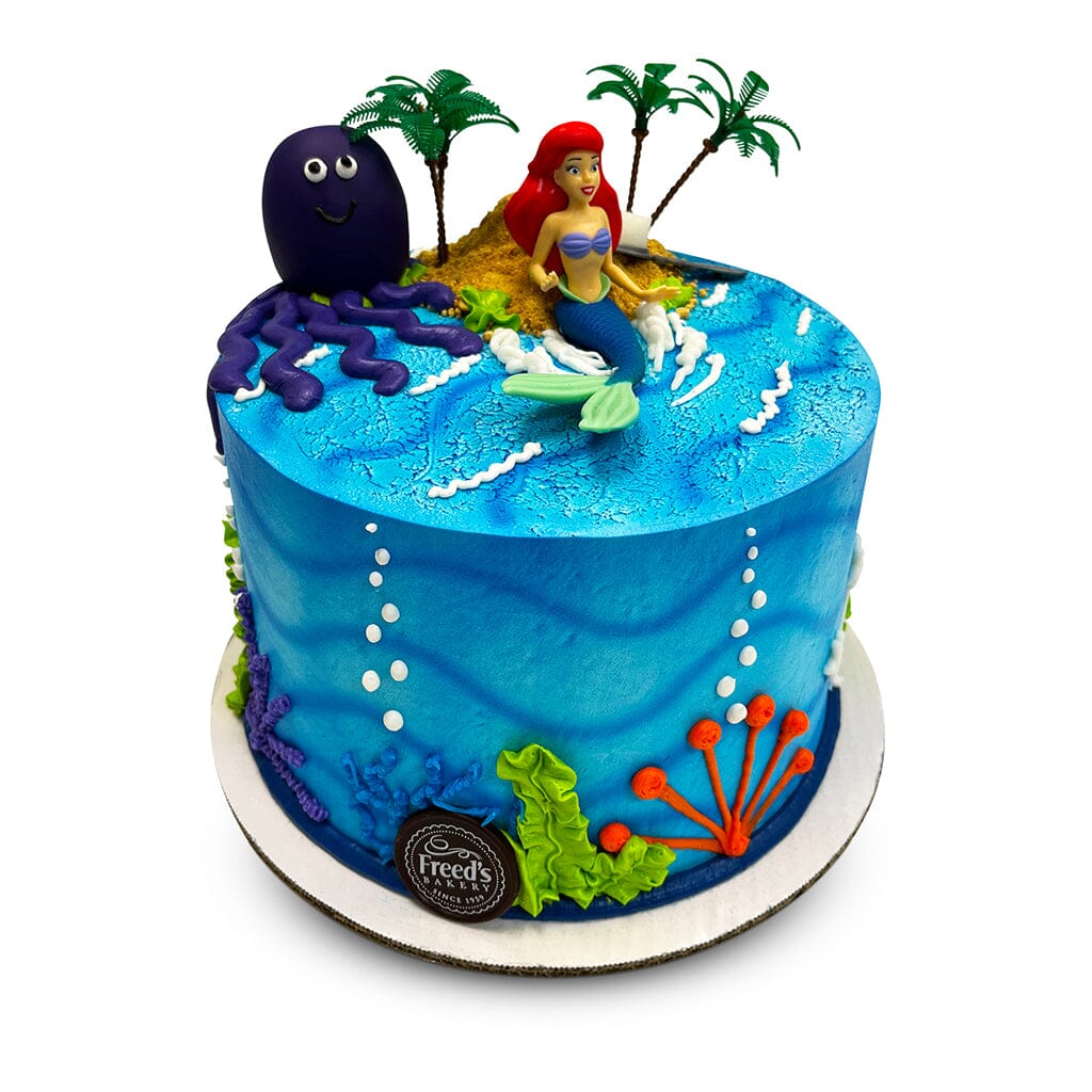 Mermaid Birthday Theme Cake Freed's Bakery 7" Round (Serves 8-10) Vanilla Cake w/ Bavarian Cream 