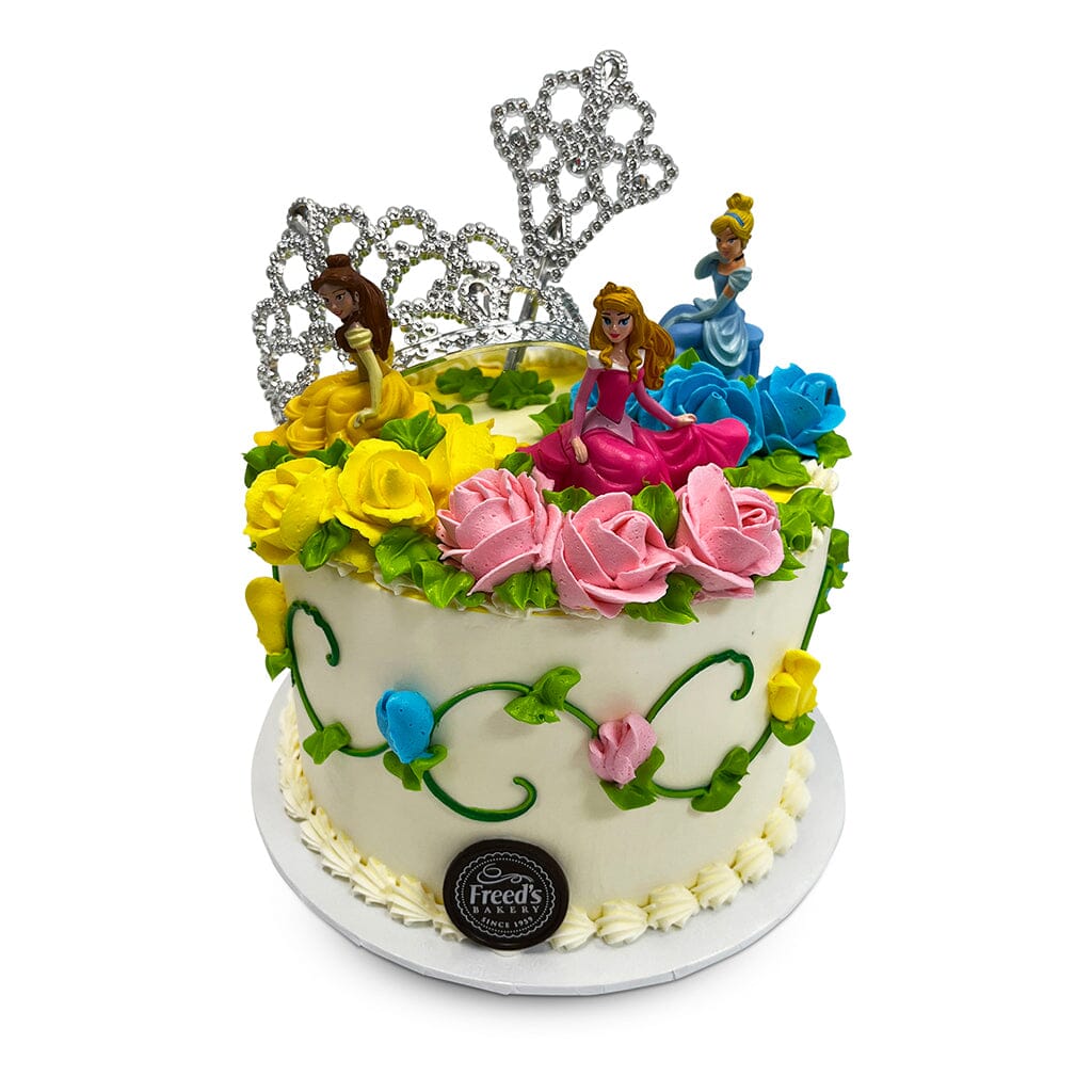 Princess Party Theme Cake Freed's Bakery 7" Round (Serves 8-10) Vanilla Cake w/ Bavarian Cream 