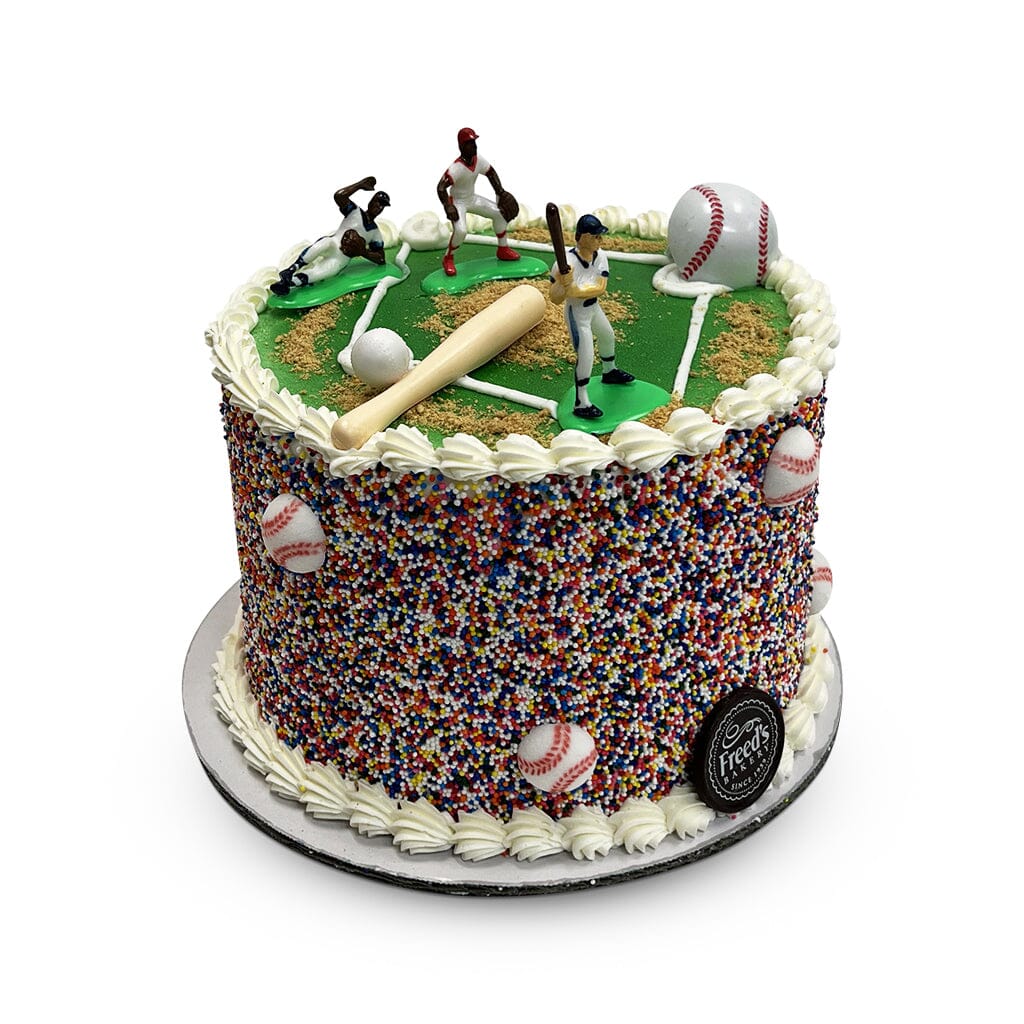 Batter Up Theme Cake Freed's Bakery 7" Round (Serves 8-10) Vanilla Cake w/ Bavarian Cream 