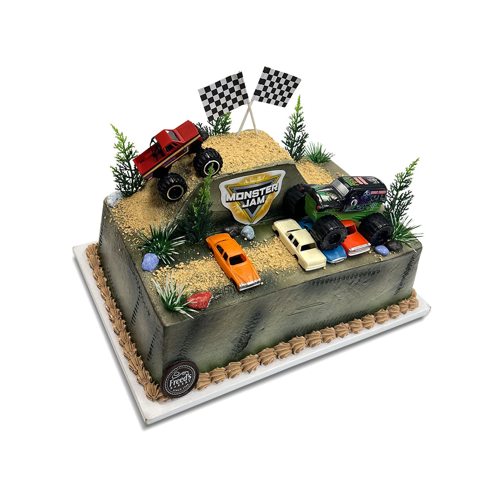 Monster Truck Pre-cut Round Edible Cake Topper – Deezee Designs