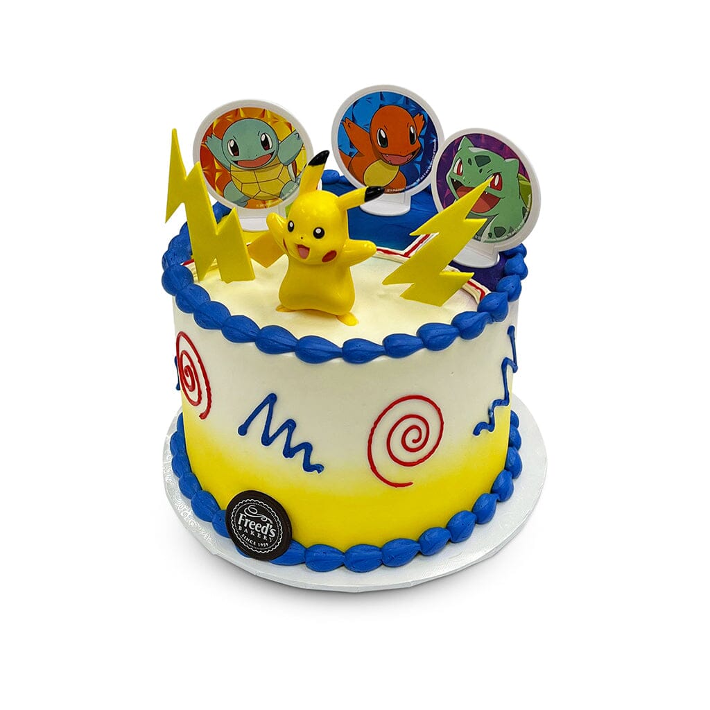 A Pikachu theme cake with two color cake covering in white and red color –  Creme Castle