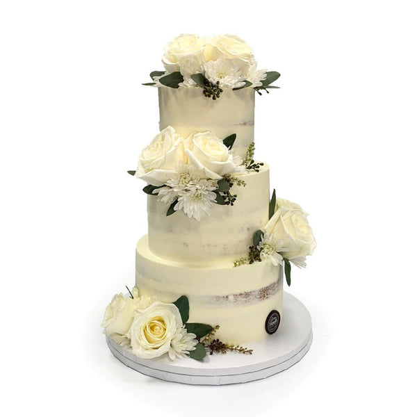 Naked Floral Wedding Cake | Rustic Wedding Cake – Freed's Bakery