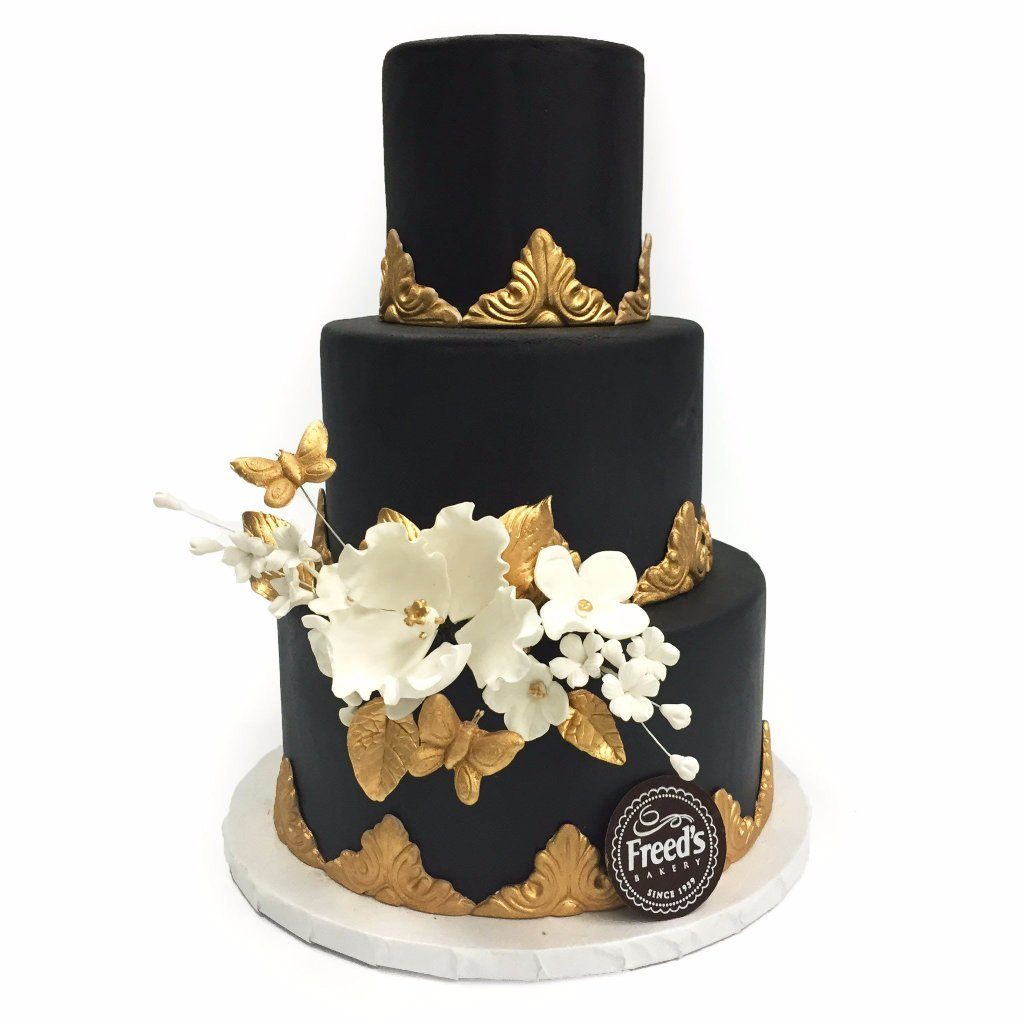 Ornate Gold Wedding Cake Freed's Bakery 