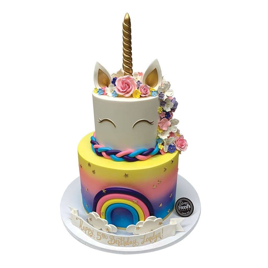 Over the Rainbow Unicorn Birthday Cake Theme Cake Freed's Bakery 
