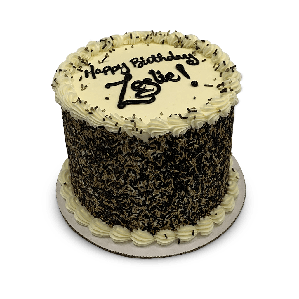 Gold and Black Sprinkles Theme Cake Freed's Bakery 
