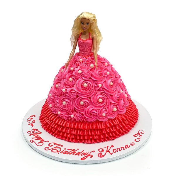 Pink Barbie Dress Cake Small (Serves 8-10) / Chocolate Cake w/ Bavarian Cream Pink Barbie Dress Cake Small (Serves 8-10) / Chocolate Cake w/ Bavarian Cream