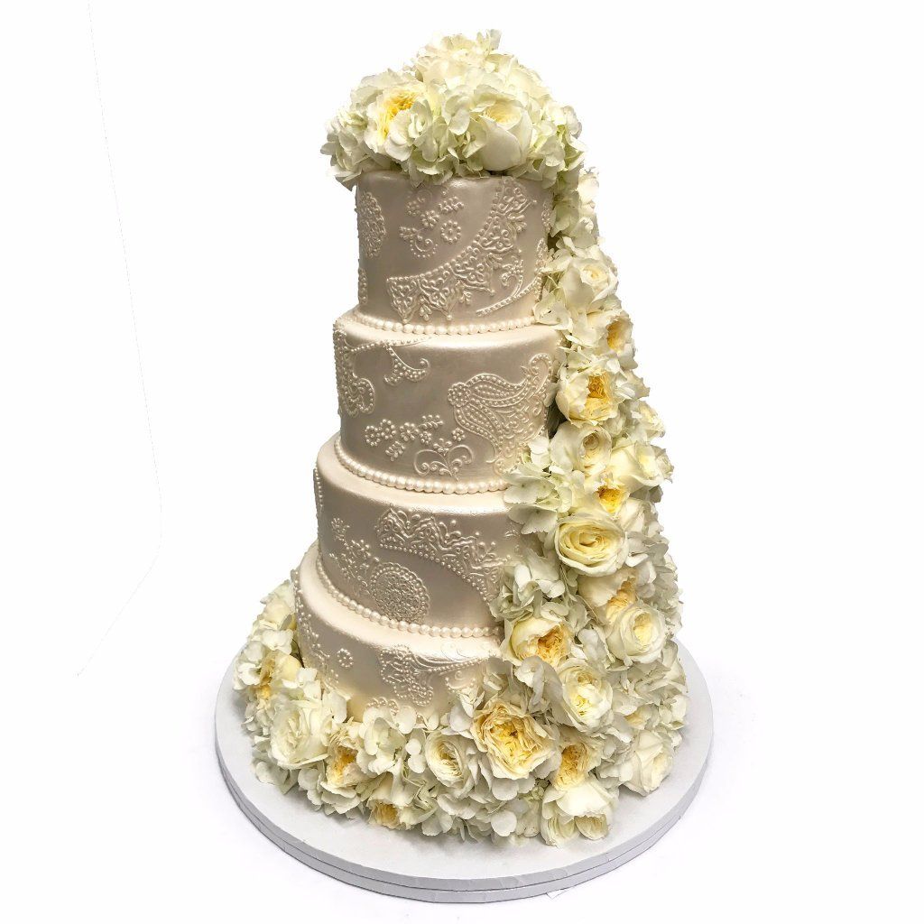Patterned Floral Wedding Cake Freed's Bakery 