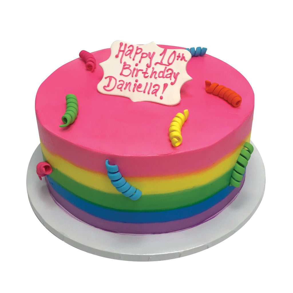 Rainbow Curls Theme Cake Freed's Bakery 