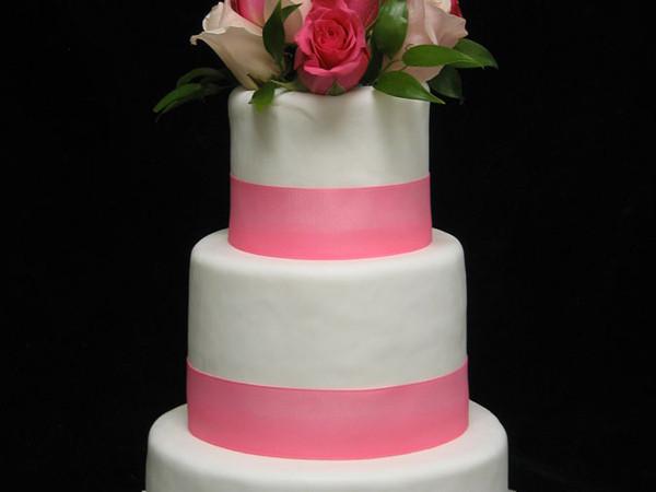 Ribbons and Roses Wedding Cake Freed's Bakery 
