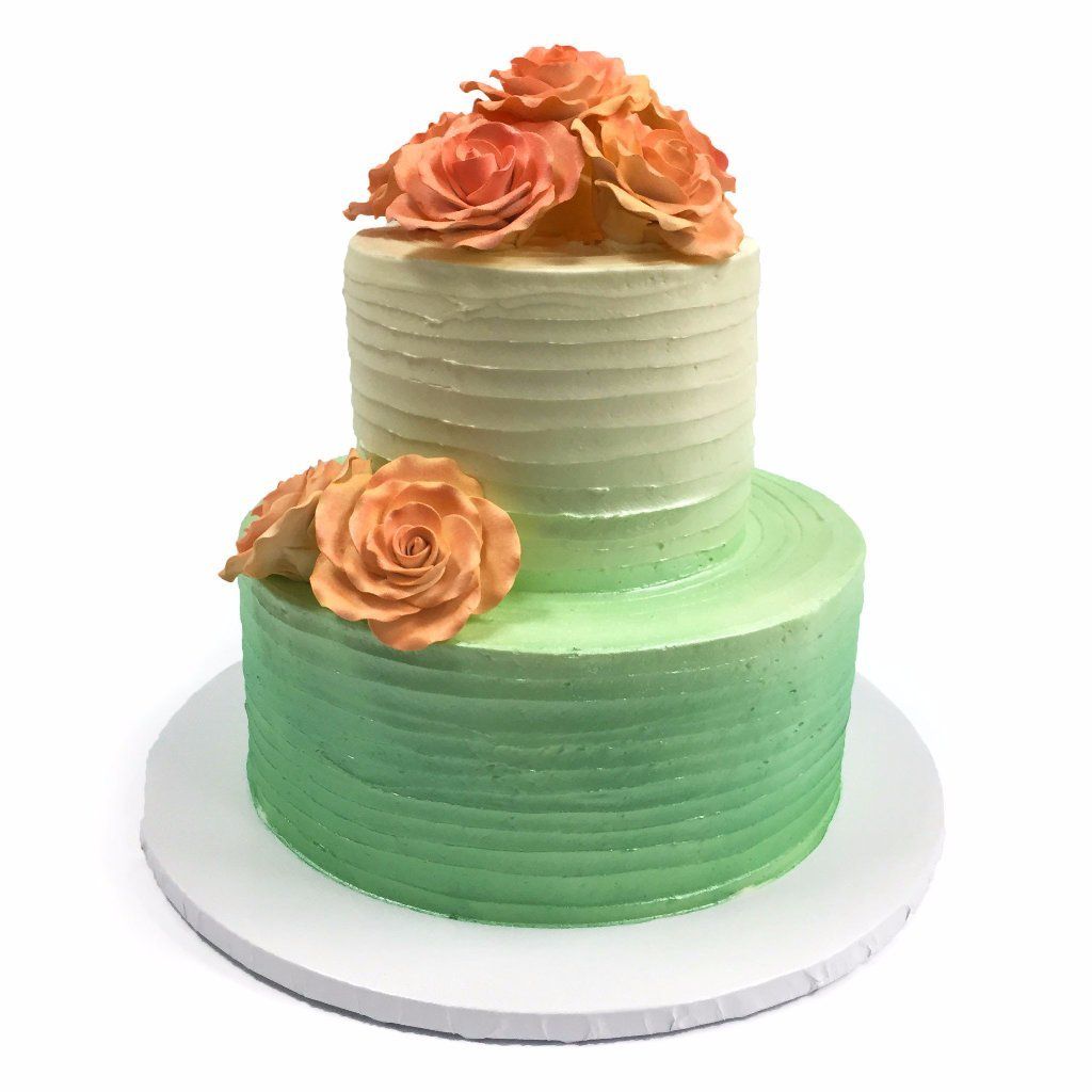 Seafoam Peach Wedding Cake Freed's Bakery 