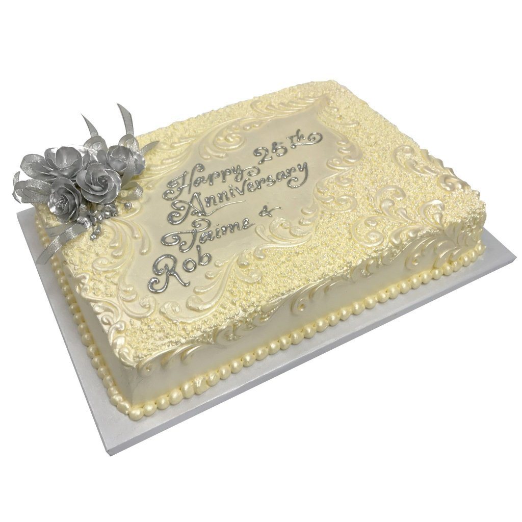 Silver Jubilee Cake in whipped cream - Decorated Cake by - CakesDecor