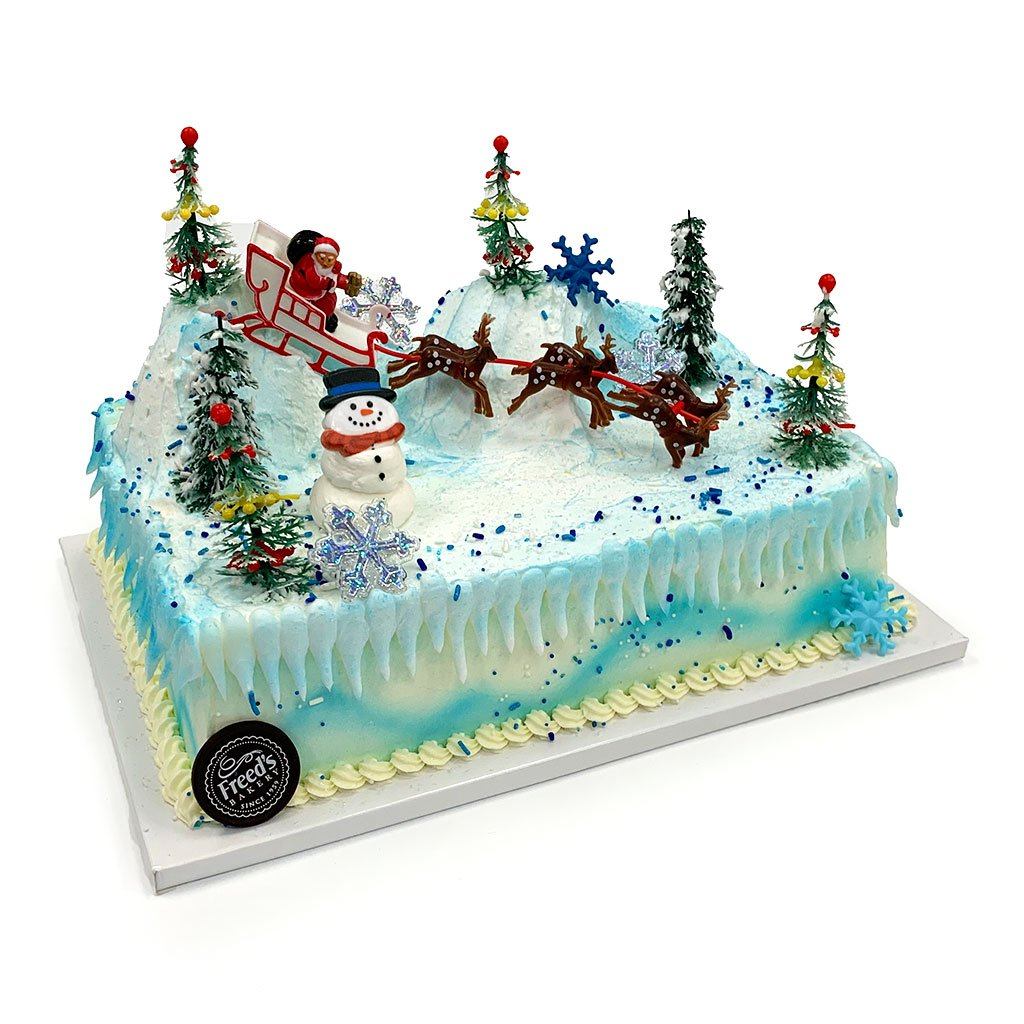 Snowscape Holiday Cake Theme Cake Freed's Bakery 