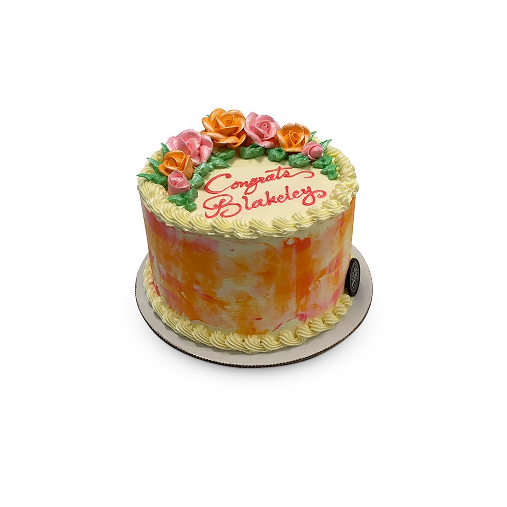 Pink and Orange Floral Birthday Cake Theme Cake Freed's Bakery 