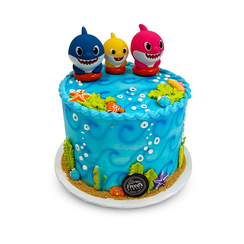 Shark Nursery Theme Cake Freed's Bakery 7" Round (Serves 8-10) Vanilla Cake w/ Bavarian Cream 